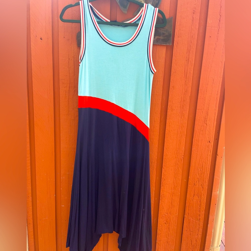 Spence athletic color block knit dress midi
